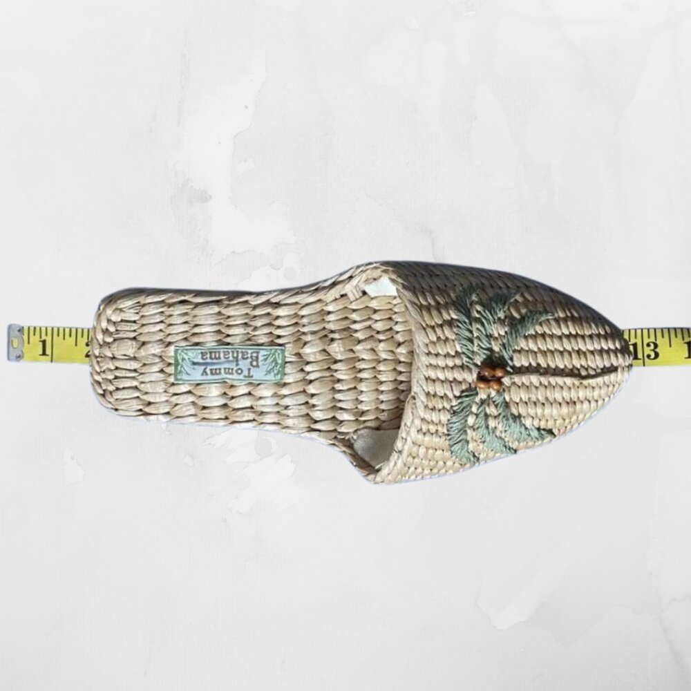 Tommy Bahama Woven Straw Palm Tree Sandals | Resort Coastal Cottagecore Tropical - Picture 9 of 11